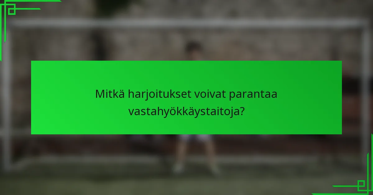Mitkä harjoitukset voivat parantaa vastahyökkäystaitoja?